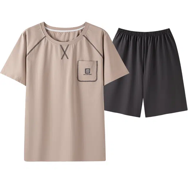 俏佳人 纯棉舒适透气基础休闲慵懒短袖家居服睡衣套装 男款