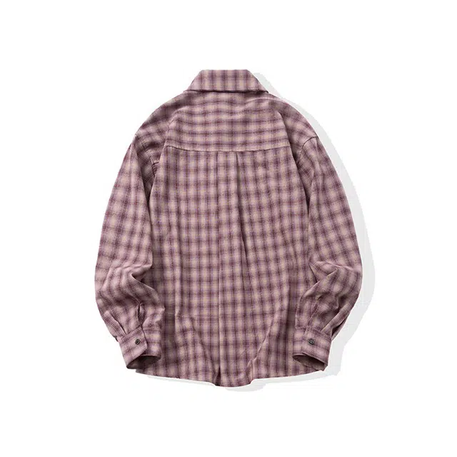 欧路得 美式复古格纹夏季潮牌美式宽松衬衣休闲情侣外套上衣长袖衬衫 男款