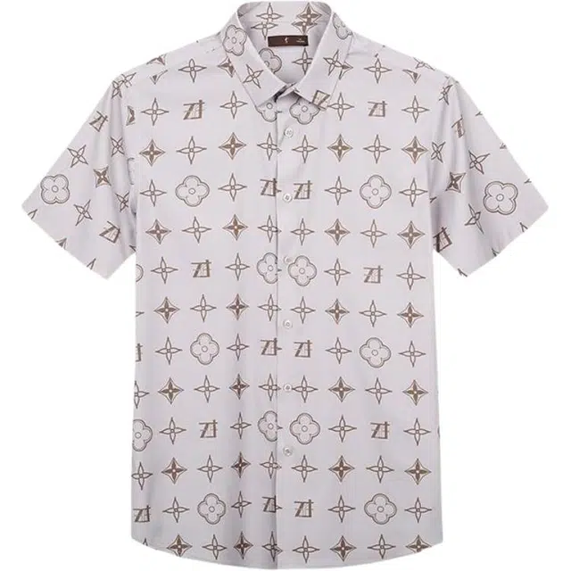 才子 时尚舒适复古百搭商务休闲短袖衬衫 男款