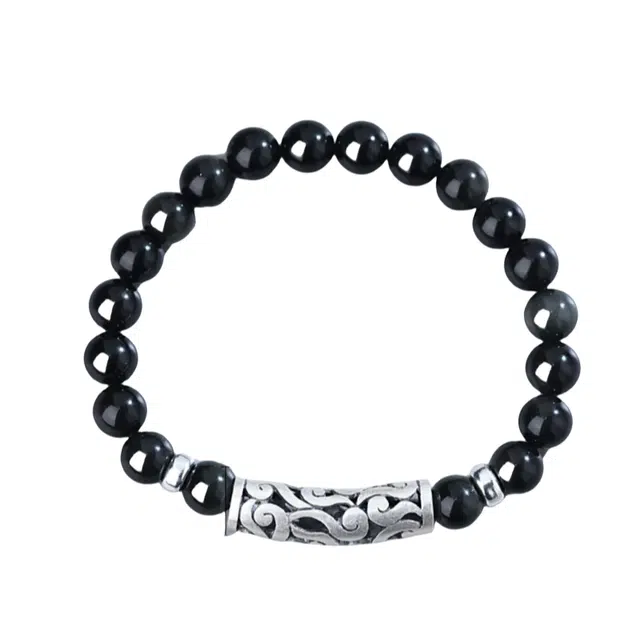 子婳 祥云转运复古民族风国潮#好运 黑曜石 手串 男款