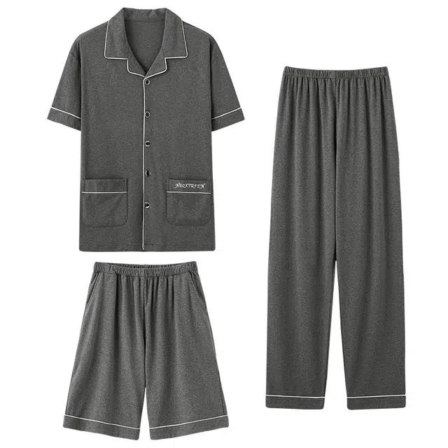 睦隆世家 纯棉短袖薄款休闲舒适家居服可外穿睡衣套装 男款