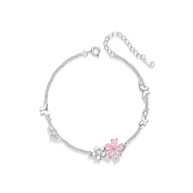 【S925银 落樱缤纷 】 七好美银 樱花漫舞轻奢精致浪漫甜美小众设计简约高级甜美少女心氛围感仪式感纪日常百搭 银 手链 女款