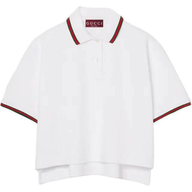 GUCCI Polka Dot Collar Polo Shirt White