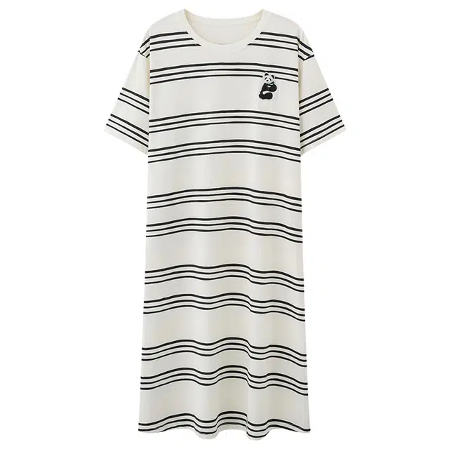 俏佳人 纯棉套头亲肤柔软舒适透气慵懒休闲宽松短袖家居服睡裙 女款