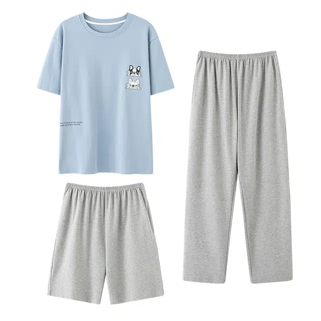 睦隆世家 纯棉短袖高级感可外穿舒适家居服睡衣套装 男款