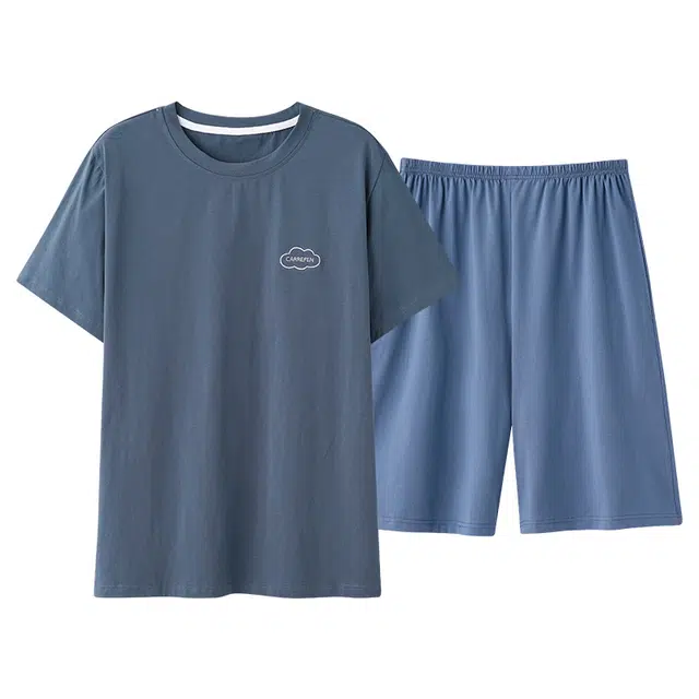 俏佳人 纯棉舒适透气基础休闲家居服慵懒短袖睡衣套装 男款