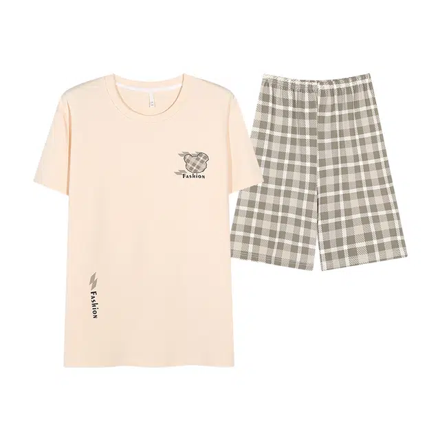 俏佳人 透气纯棉舒适休闲慵懒短袖家居服睡衣套装 男款