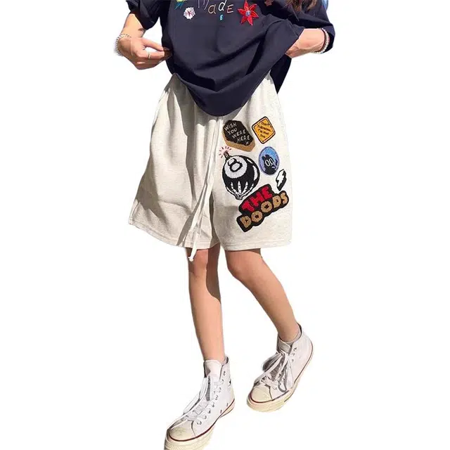 单爵 勋章印花潮牌夏季时尚百搭休闲短裤 男女同款