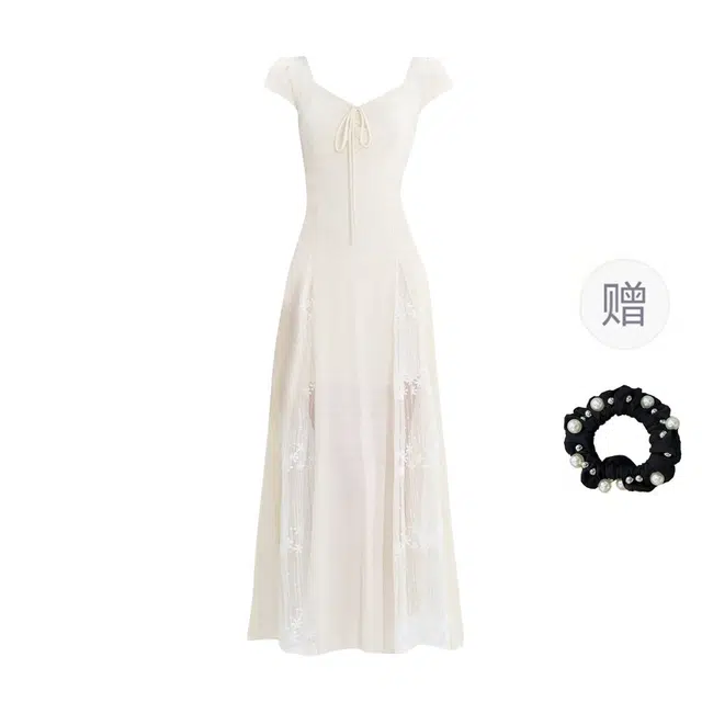 雾闪闪 高腰时尚舒适短袖连衣裙 女款