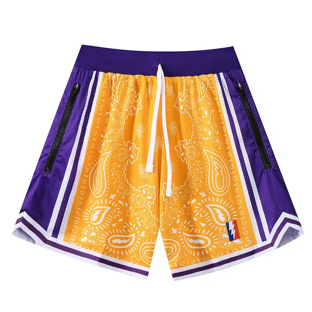 加荣 凉感腰果花设计松紧腰抽绳系带简约薄款百搭户外宽松高级感高街直筒休闲短裤 男女同款