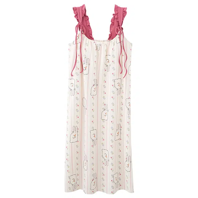 俏佳人 带胸垫休闲基础舒适透气可外穿无袖吊带家居服睡裙 女款