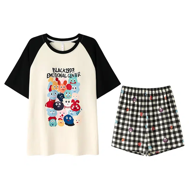 向薇 仿棉带胸垫短袖可外穿家居服睡衣套装 女款