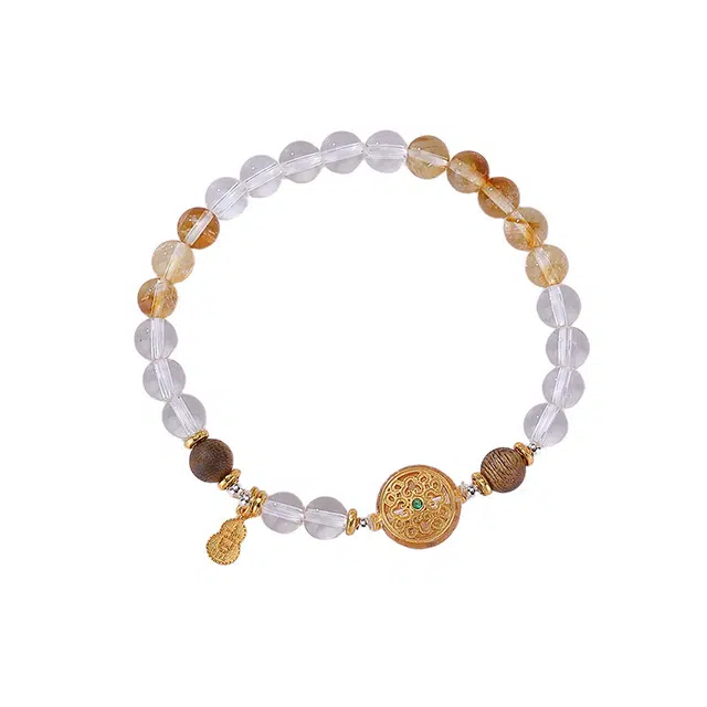 龙弗 【福禄招财】心灵守护平衡情绪提升好运新中式葫芦温婉贵气温柔素雅考试考研上岸时尚百搭佳节礼经典高级手饰 白水晶 手串 女款