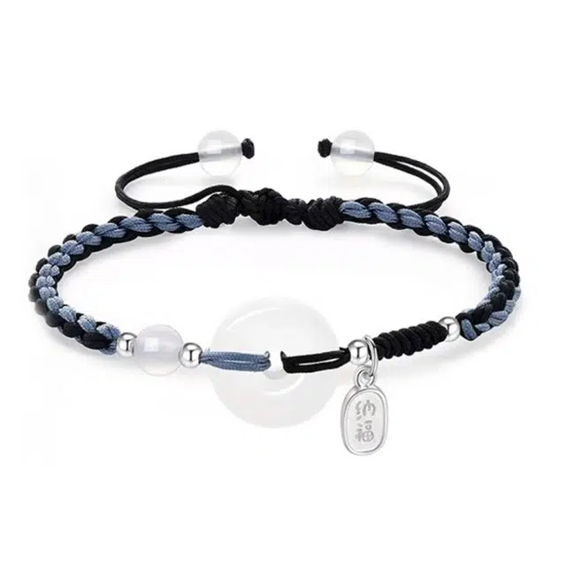 【赠金手机贴】 华髻 平安纳福 新中式国潮复古转运平安扣手工编织 小众设计高级感大小可调节 玉髓 玉石手链 男女同款情侣款