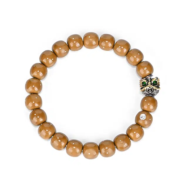 钰澜文玩 【狮来运转·核器生财】原创设计手工银醒狮-老型满天星搭配款#好运 猴头核桃 手串 男女同款情侣款