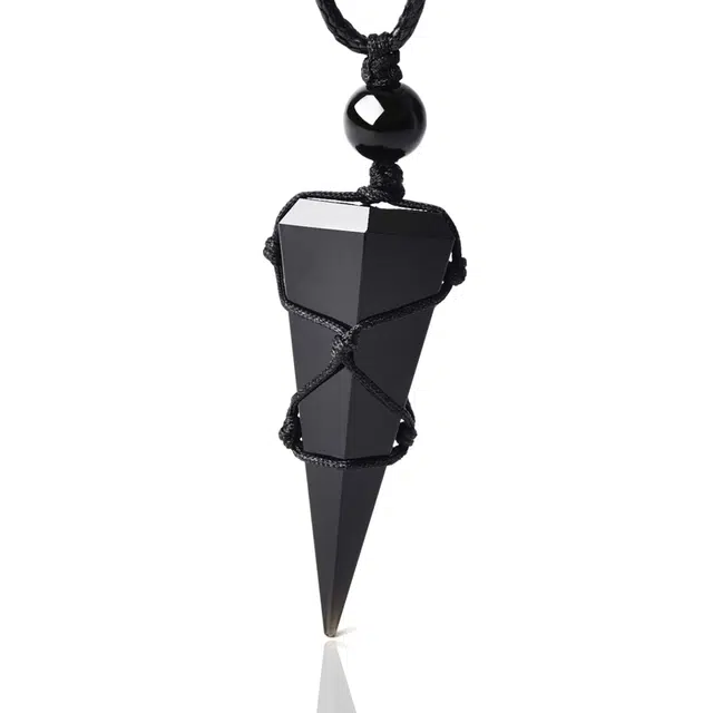 【匠心手作 能量净化】 灵菲 情绪稳定磁场平稳灵摆 新中式小众首饰百搭显白简约平安福运招财转运#好运 黑曜石 吊坠 男女同款情侣款