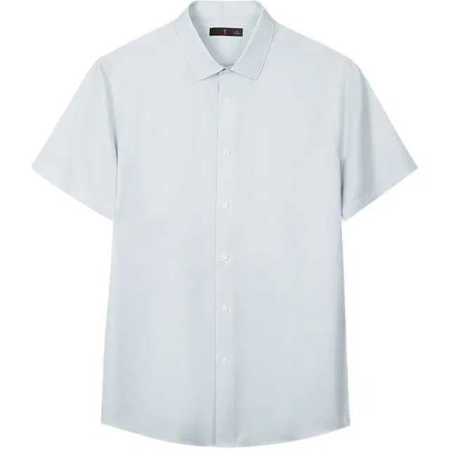 才子 棉感竖条纹透气舒适简约短袖衬衫 男款