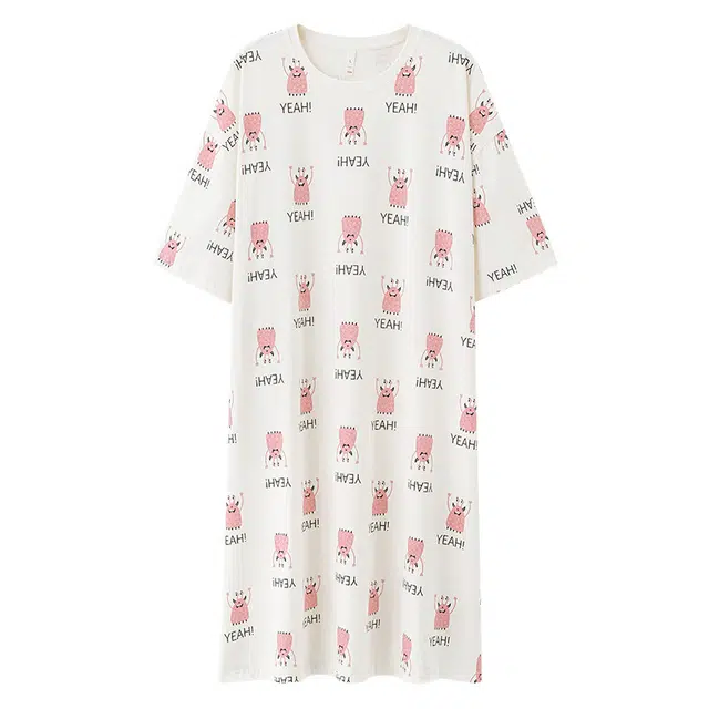 桔内 纯欲风甜美短袖套头睡衣可外穿可爱卡通搞怪家居服睡裙 女款