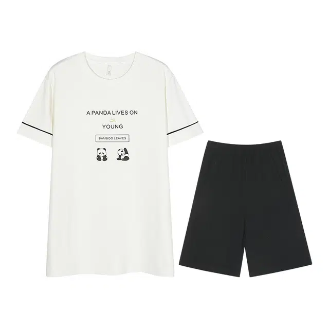 向薇 纯棉短袖短裤可爱大码家居服睡衣套装 男款