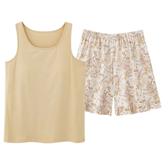 俏佳人 带胸垫基础休闲舒适透气可外穿背心家居服睡衣套装 女款