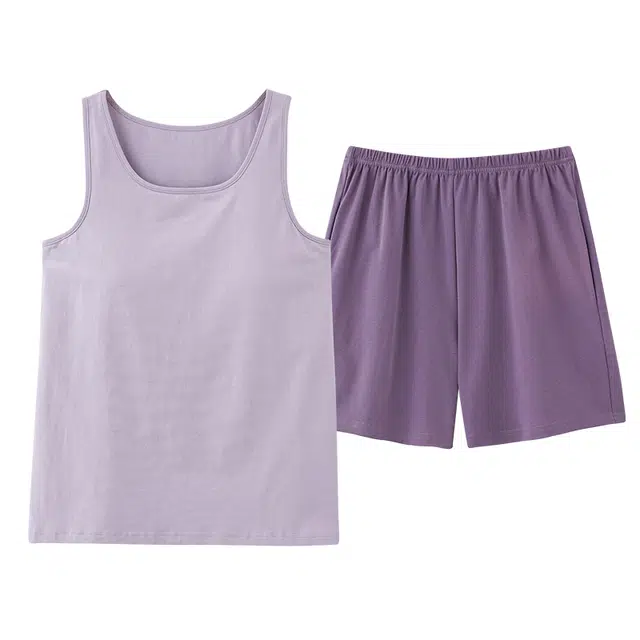 俏佳人 休闲带胸垫基础舒适透气背心可外穿家居服睡衣套装 女款