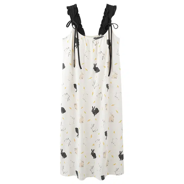 俏佳人 带胸垫基础休闲舒适透气可外穿无袖吊带家居服睡裙 女款