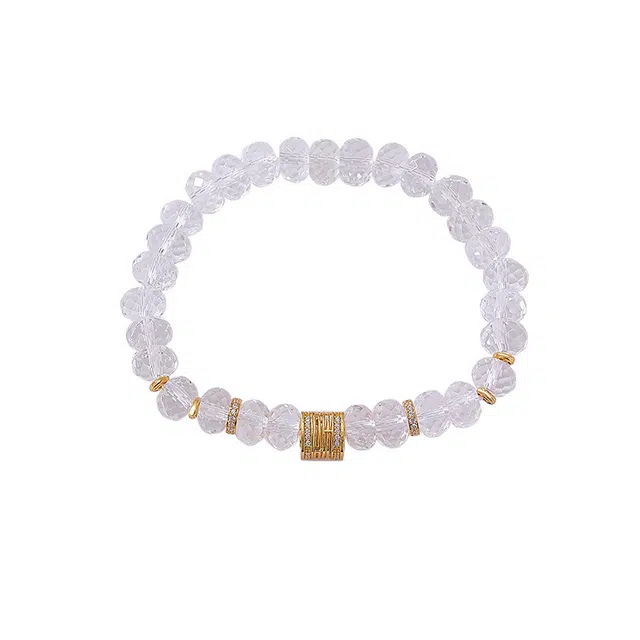 龙弗 【提升运势】诸事顺利五行升运新中式切面吉字隔珠通透设计感手饰古朴典雅经典高级考试考研上岸时尚百搭#好运 白水晶 手串 女款