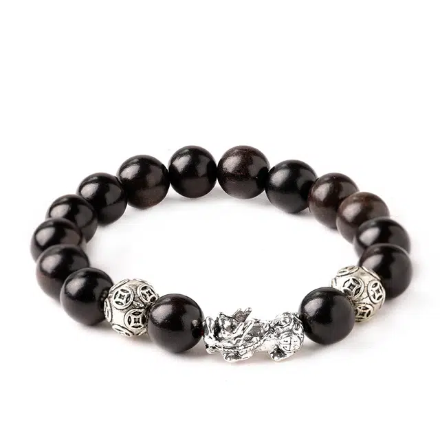 三檀小舍 【招财貔貅】 招财转运旺事业国风国潮新中式复古单圈佛珠好运平安喜乐小众百搭高级轻奢#好运 黑檀 手串 男女同款情侣款
