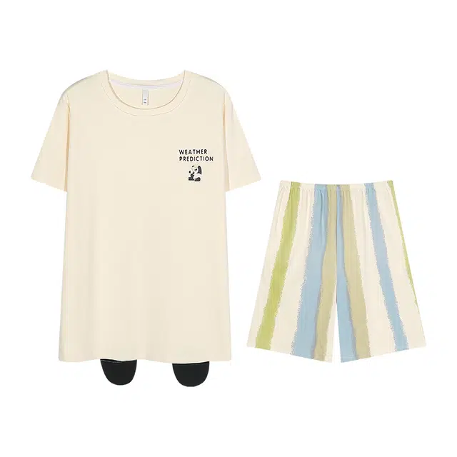 向薇 纯棉短袖可外穿家居服睡衣套装 男款