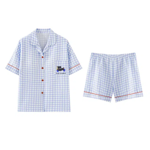 欧诗帛 高颜值云朵棉带胸垫女夏季韩版甜美短袖宽松家居服可外穿睡衣套装 女款 图片色