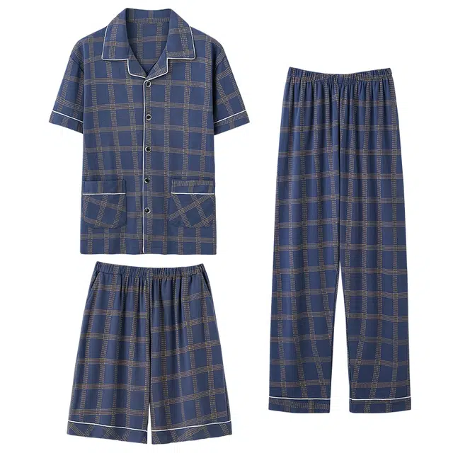 睦隆世家 纯棉短袖休闲舒适可外穿家居服可外穿睡衣套装 男款