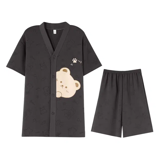 向薇 高级感男士夏季纯棉短袖短裤家居服夏天时尚男生睡衣套装 男款