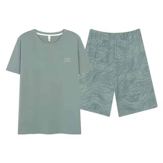 俏佳人 纯棉舒适透气短袖基础休闲慵懒家居服睡衣套装 男款