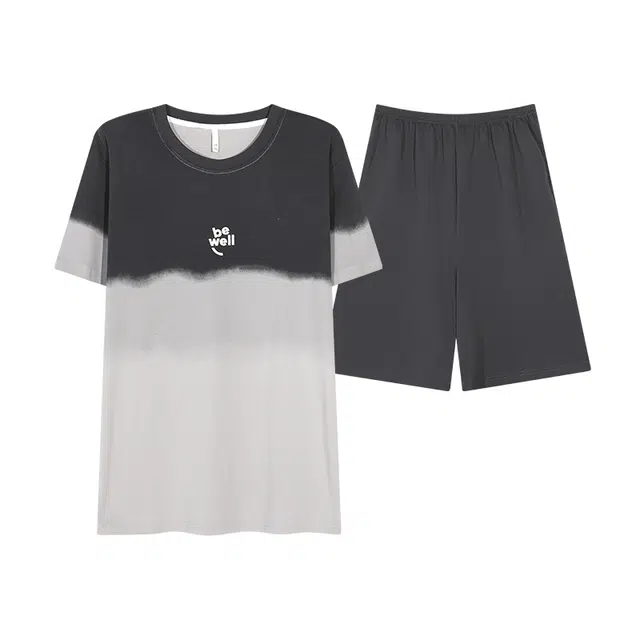 俏佳人 舒适透气休闲短袖家居服五分裤睡衣套装 男款