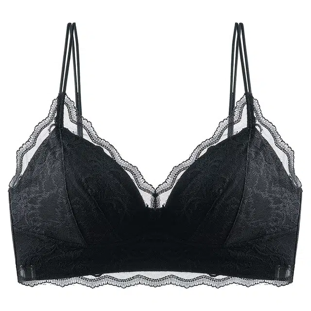 二三二三 聚拢提拉上托不空杯亲肤舒适内衣侧收副乳无钢圈可调节肩带软支撑法式慵懒胸罩性感蕾丝时尚百搭纯欲文胸 女款
