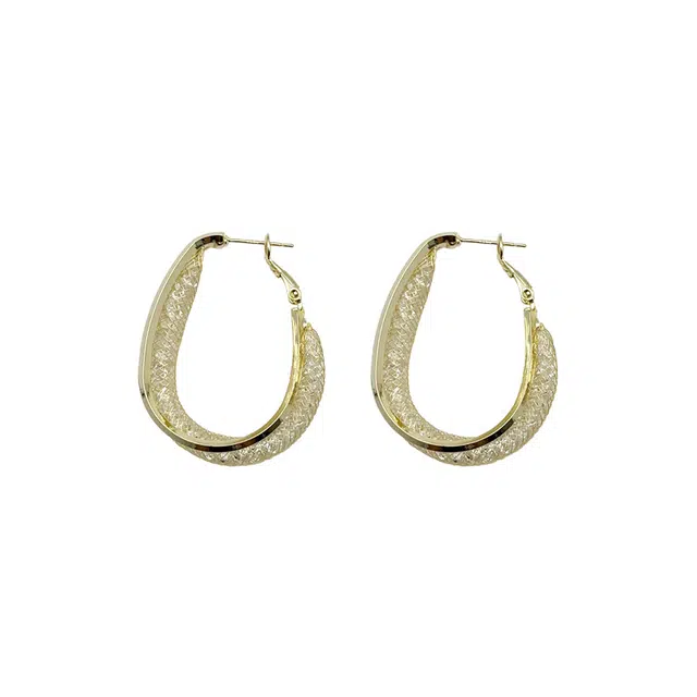 双生恋 金属感镂空网状小众设计感百搭时尚精致日常通勤约会轻奢高级感 铜 耳环 女款