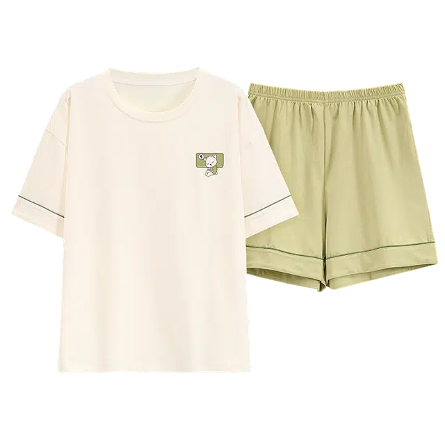 睦隆世家 休闲外穿纯棉短袖家居服简约睡衣套装 女款