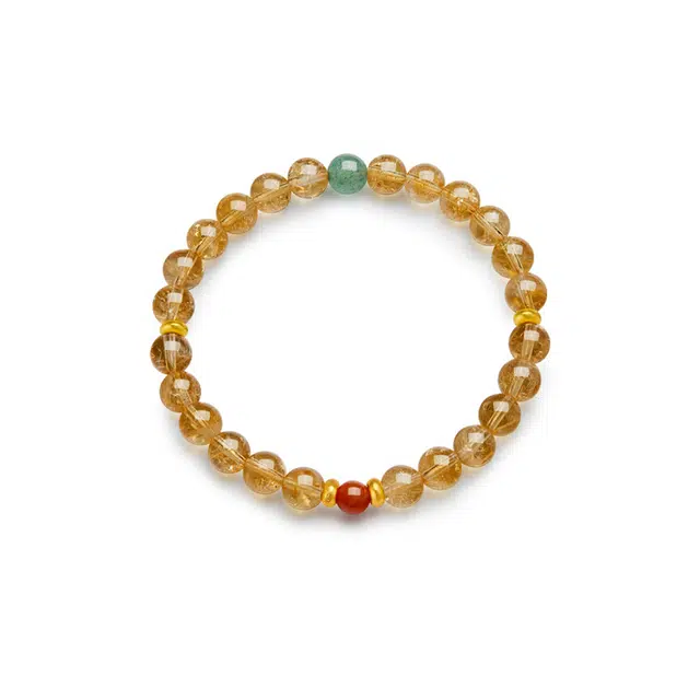 【明岚晶】 眰恦 小众设计搭配草莓晶 轻奢风格 提升气质 提升财运 早日发财 当个富婆#好运天然 黄水晶 手串 女款