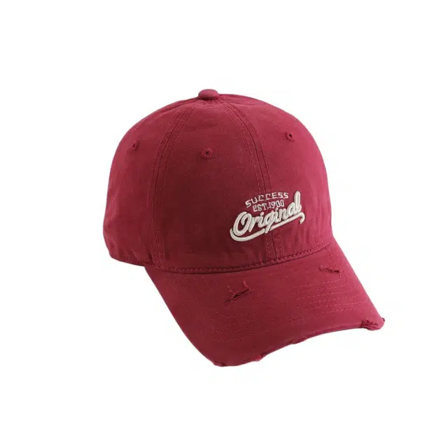 艾佳微 美式破洞刺绣字母时尚通勤遮阳防晒大宽檐 棉 鸭舌帽 男女同款情侣款