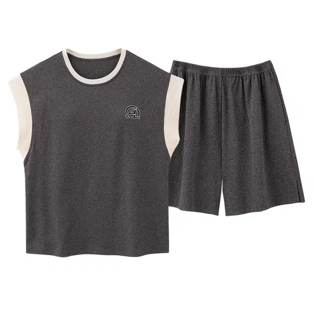 俏佳人 带胸垫舒适运动风可外穿短袖透气家居服垂感亲肤套头休闲睡衣套装 女款