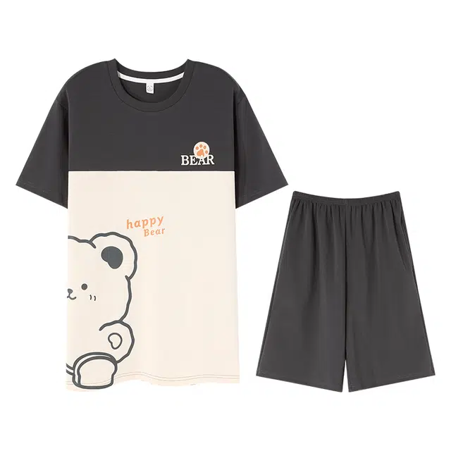 向薇 男士夏季纯棉短袖短裤男生青少年卡通动漫家居服睡衣套装 男款