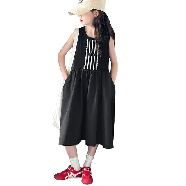 泰迪珍藏连衣裙 无袖亲肤舒适洋气 黑色 儿童款