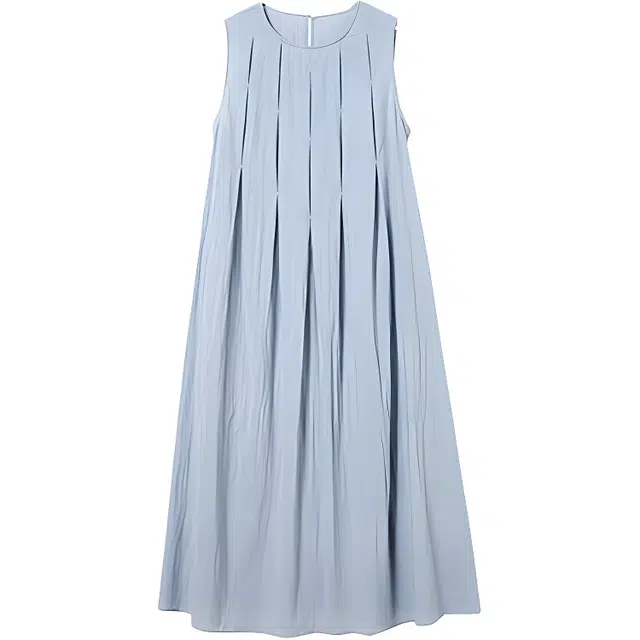 潞优野 法式茶歇裙夏季圆领宽松时尚无袖连衣裙 女款