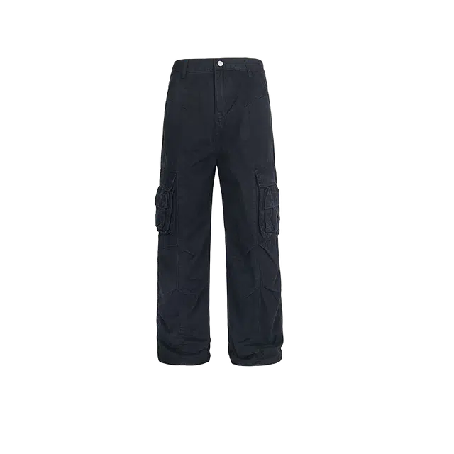 奇迹街区 美式复古直筒潮牌宽松百搭情侣阔腿休闲裤 男女同款