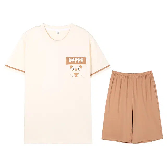 向薇 简约短袖短裤薄款青少年休闲家居服睡衣套装 男款