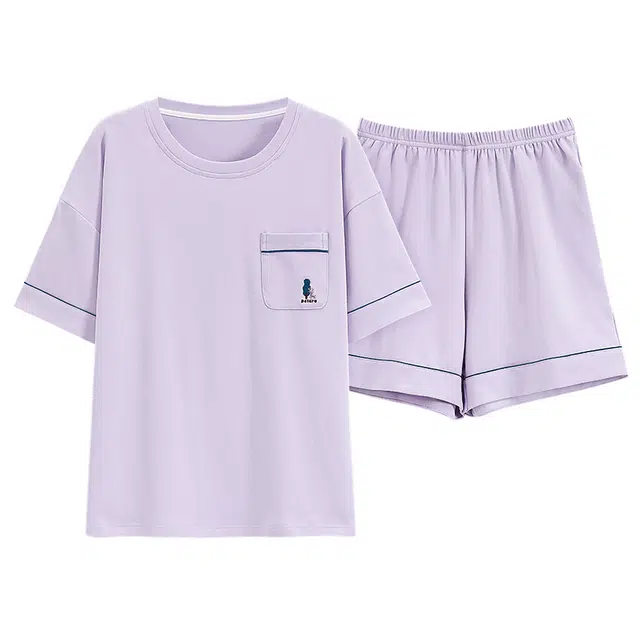 睦隆世家 休闲外穿纯棉短袖家居服睡衣套装 女款