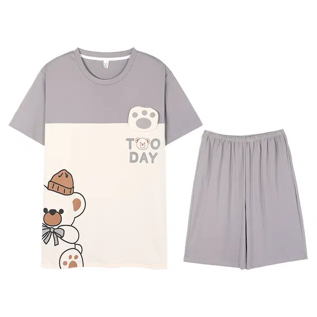 向薇 夏季男纯棉短袖短裤学生青少年宽松夏天男士薄款家居服睡衣套装 男款