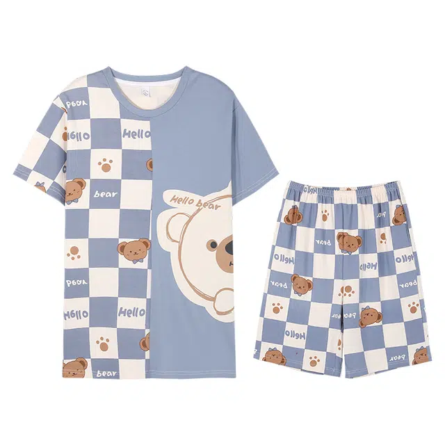 向薇 短袖短裤宽松休闲时尚家居服睡衣套装 男款