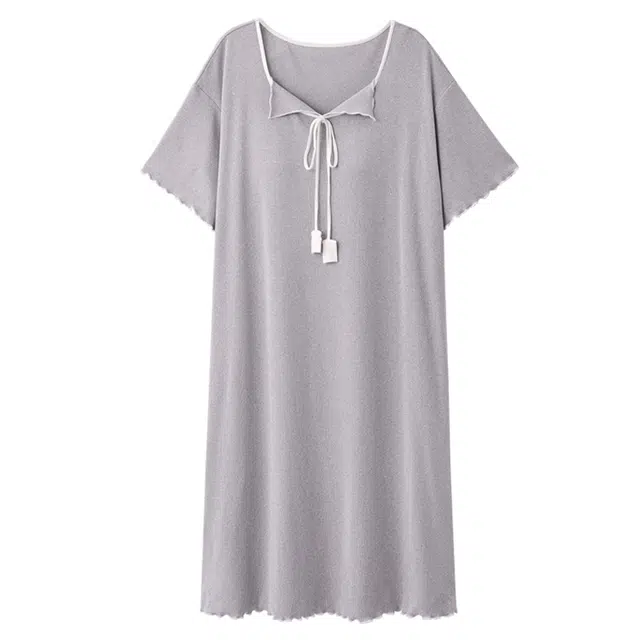 俏佳人 带胸垫设计感短袖休闲慵懒风舒适可外穿透气垂感亲肤家居服睡裙 女款