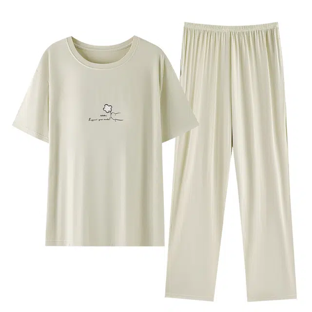 俏霓桐 舒适柔软短袖长裤可外穿家居服睡衣套装 女款